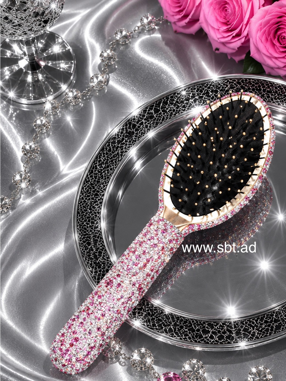 NWT Rhinestone Hair Brush Sparkling Bling Swarovski Crystal +Gift - Picture 8 of 10